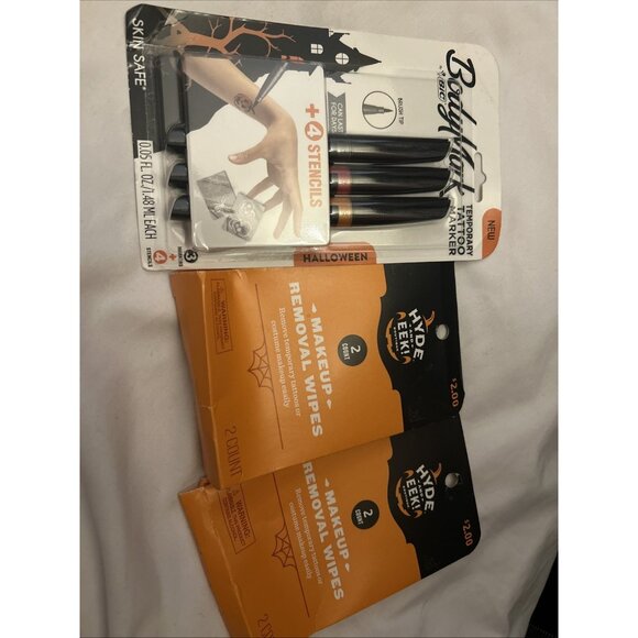 BIC Halloween BodyMark Temporary Tattoo Marker set of 3 markers & Removable Wipe - Picture 1 of 13